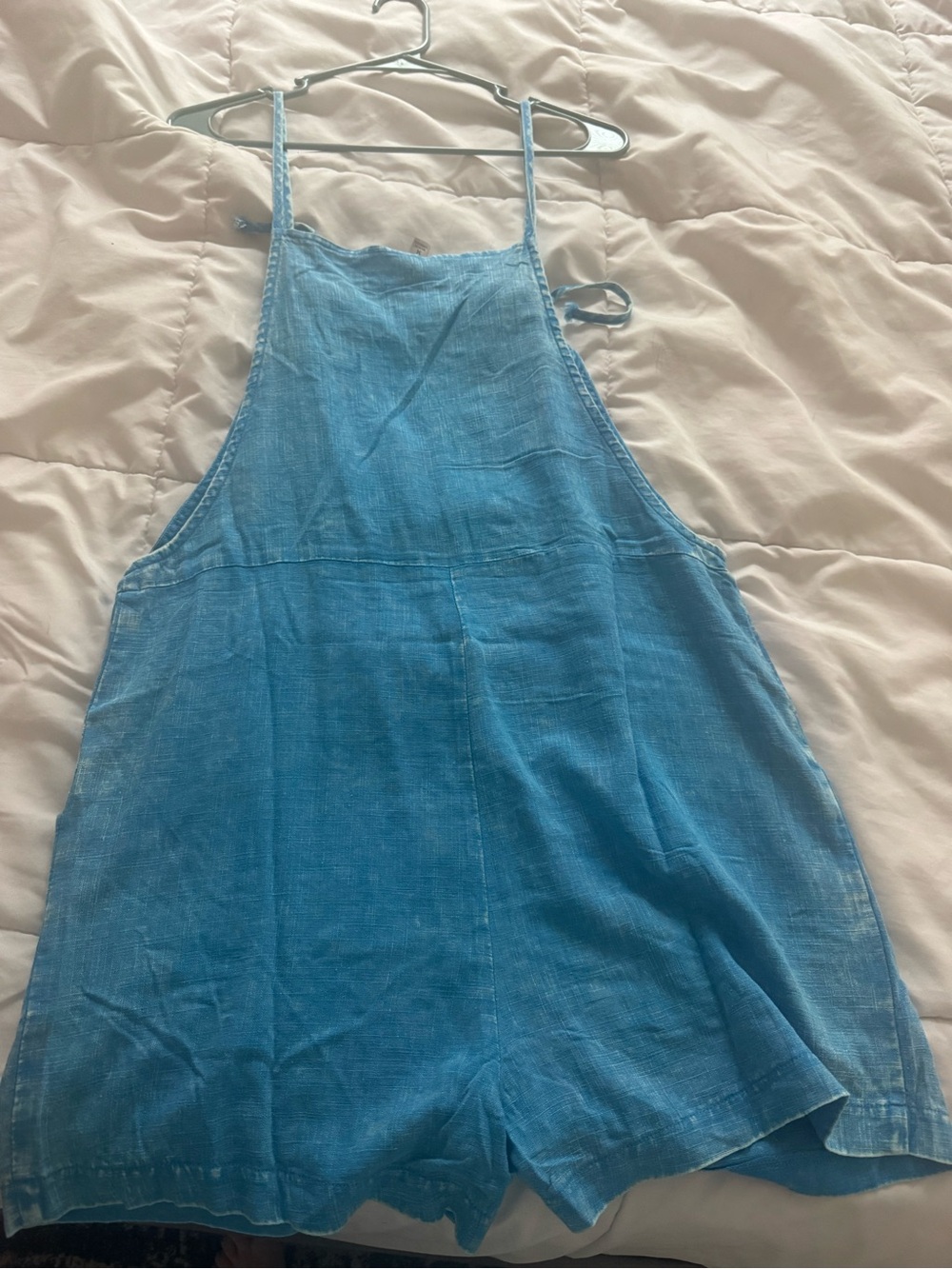zenana linen blend romper blue